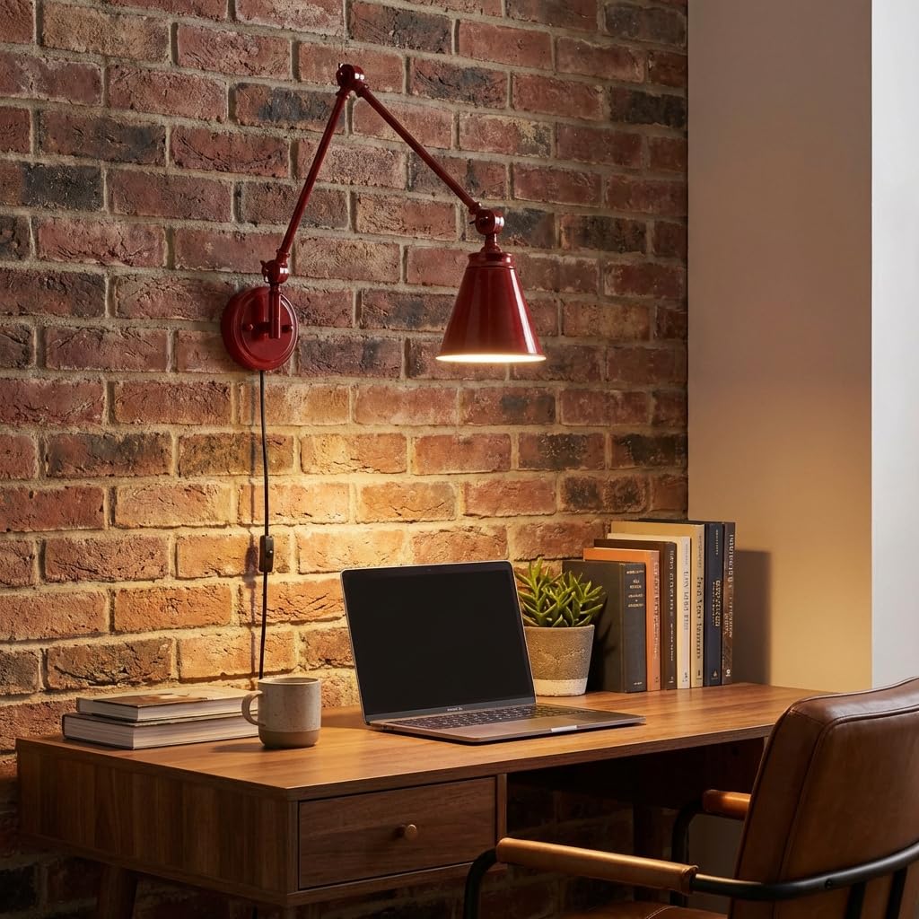 BARCELONA LED Wandleuchte Vintage Gold aus Aluminium Metall mit verstellbarem Arm, groß, industrieller Stil, klassisch modern luxuriös, mit Kabel und Stecker E27