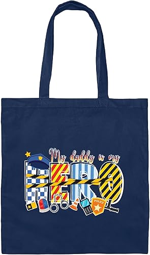 Miniatura 1 de Police Dad Gifts Officer Cop Proud Dad Officer Cop Dad Presents Gifts Navy Black Multicolor Canvas Tote Bag