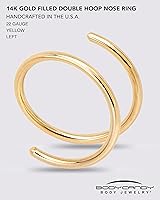 Vista 17 de Anillo de nariz doble chapado en oro de 14 quilates para mujeres y hombres, hipoalergénico en espiral, joyería de nariz para piercing individual