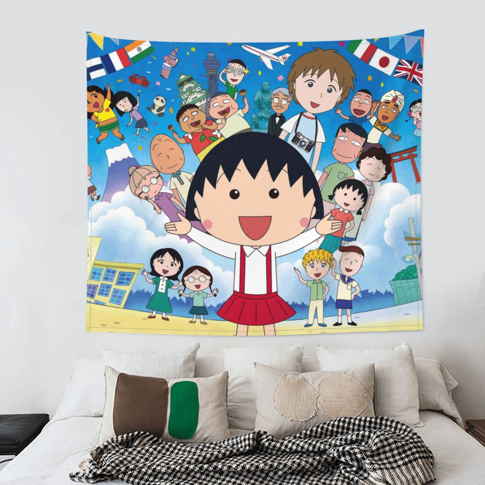 Amazon.co.jp: ちびまる子ちゃん 個性的な背景壁装飾掛布、玄関の大