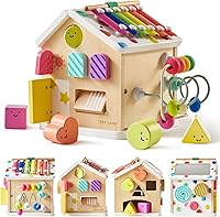 Tiny Land 9-in-1 Wooden Montessori Activity Cube for Toddlers 1+ Year - Rainbow Educational Toy & Gift