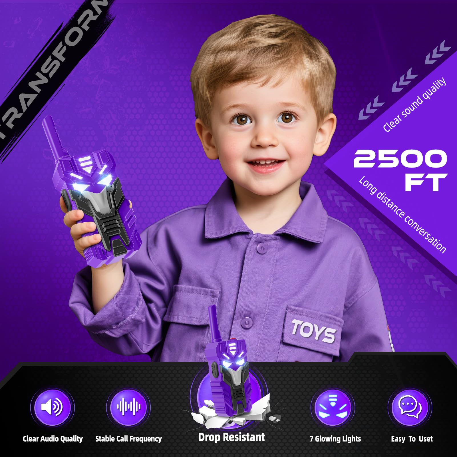 Purple Doomlord Walkie Talkies - Kids Transform Toys -5 Purple Doomlord Walkie Talkies - Kids Transform Toys -5