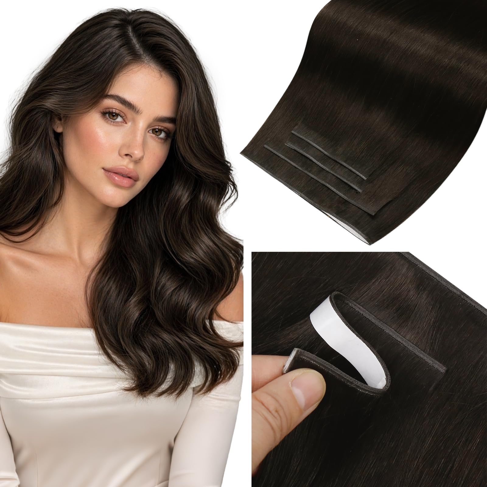 LaaVoo Tape in Extensions Echthaar Remy Haarverlängerung Echthaar Extensions Tapes