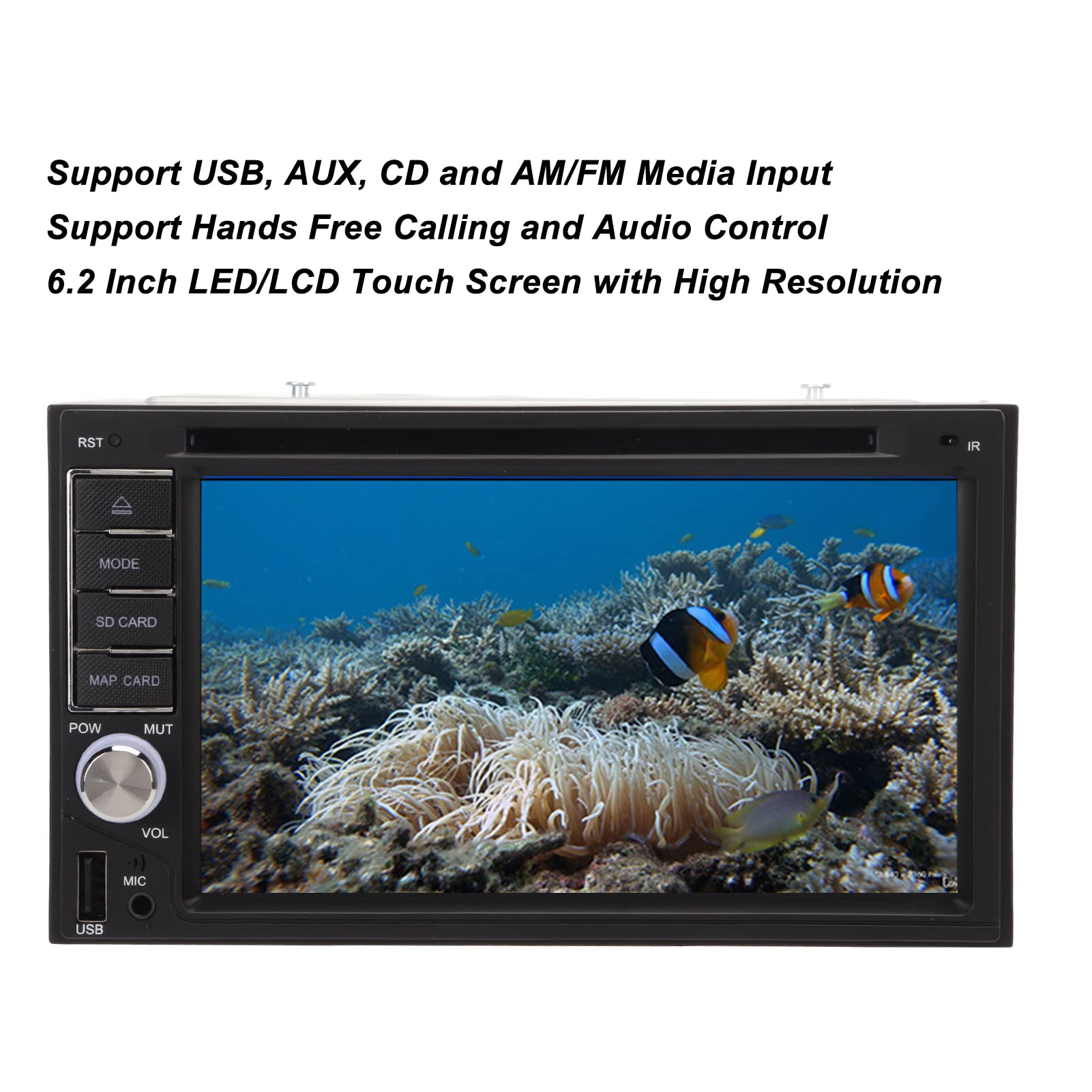 ASHATA Lecteur DVD de Voiture avec écran Tactile de 6,2 Pouces, Réveil