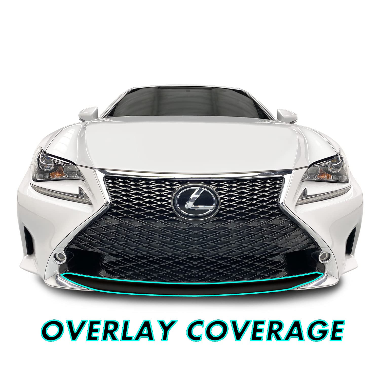 SlickMod Chrome Delete Blackout Vinyl Overlay for 2015-2018 Lexus RC Front Bumper (Lower Lip, Gloss Black)