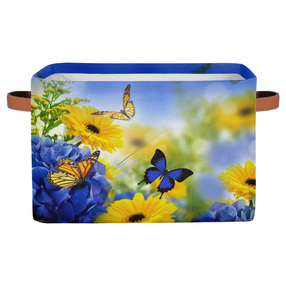 TropicalLife Große Aufbewahrungsbox mit Blumen, Schmetterlingen, 2 Stück, faltbar, Stoff, Aufbewahrungskorb, Schlafzimmer, Zuhause, Büro, Kinderzimmer, Organizer für Spielzeug, Kleidung