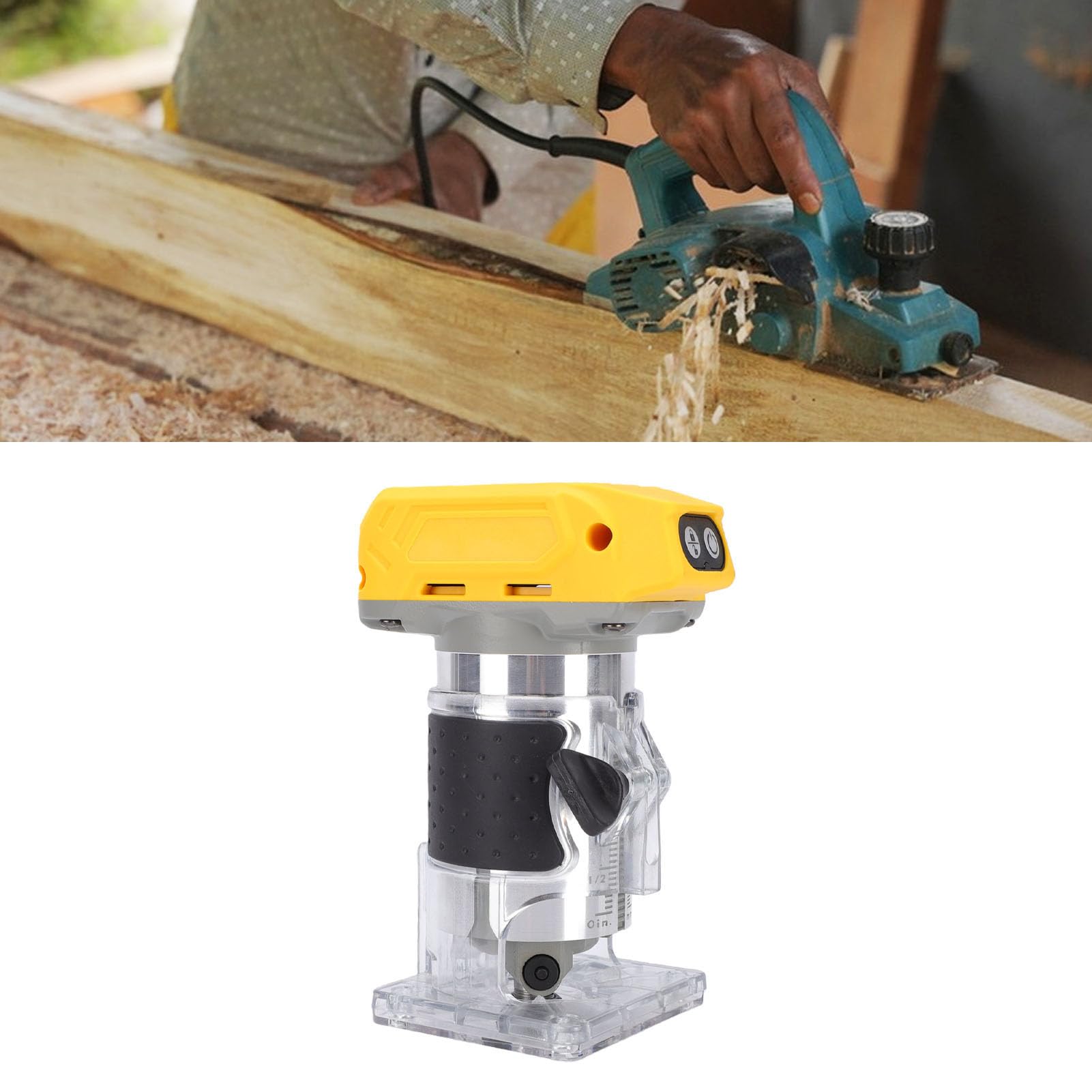 Cryfokt Router per Legno Senza Fili Router per Rifinitura Motore Brushless da 800 W 5 Velocità Variabile 30000 Giri/min Trimmer Compatto per Lavorazione del Legno Adatto per Batteria