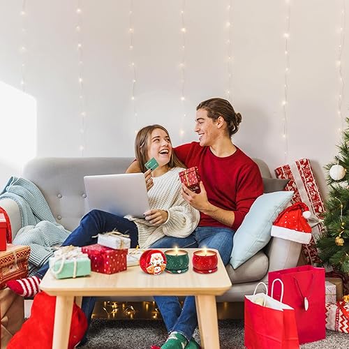 Miniatura 9 de Juego de 6 velas perfumadas de cera de soja para aromaterapia, velas de lata portátiles de 2.2 onzas, cesta de regalos para Navidad, Acción de