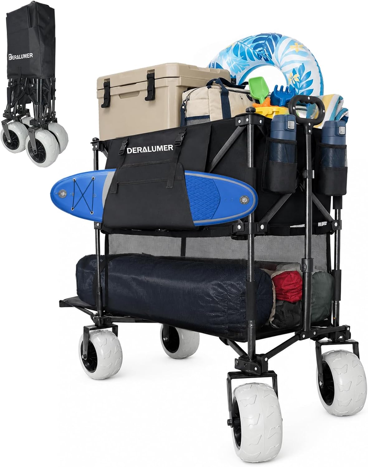 X1000 Double Decker Beach Wagon with 9x4 Flat-Free PU Wheels Wheels