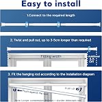 Shower Curtain Rod (1 Inch Diameter) - 28 to 73 Inches Adjustable, Never Rust Shower Rod, No Drill Tension Curtain Rod for Bathroom, Window, Doorway，Kitchen