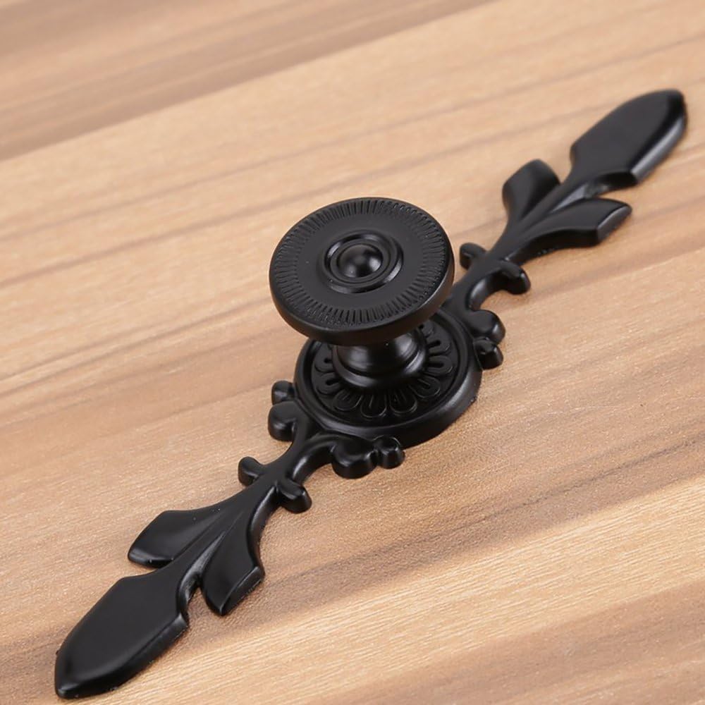 BTMB Vintage Style Drawer Knobs Flat Black Kitchen Cabinet Dresser Closet Wardrobe Cupboard Pull Handle with Screws Pack of 4