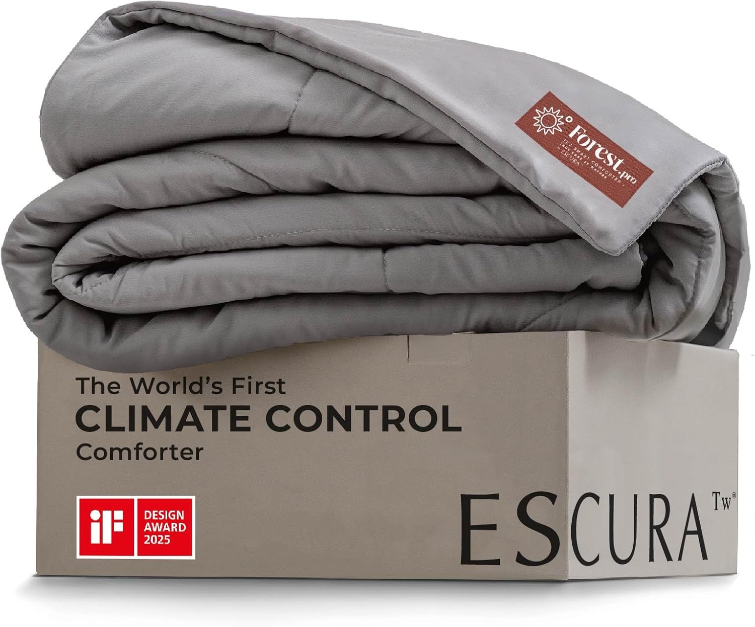 ESCURA Tw® Climate Control Comforter, King/Cali King, German Patented PCM Down Alternative All-Season Design for Hot Sleepers & Night Sweats, Bamboo Lightweight Breathable Hypoallergenic Blanket