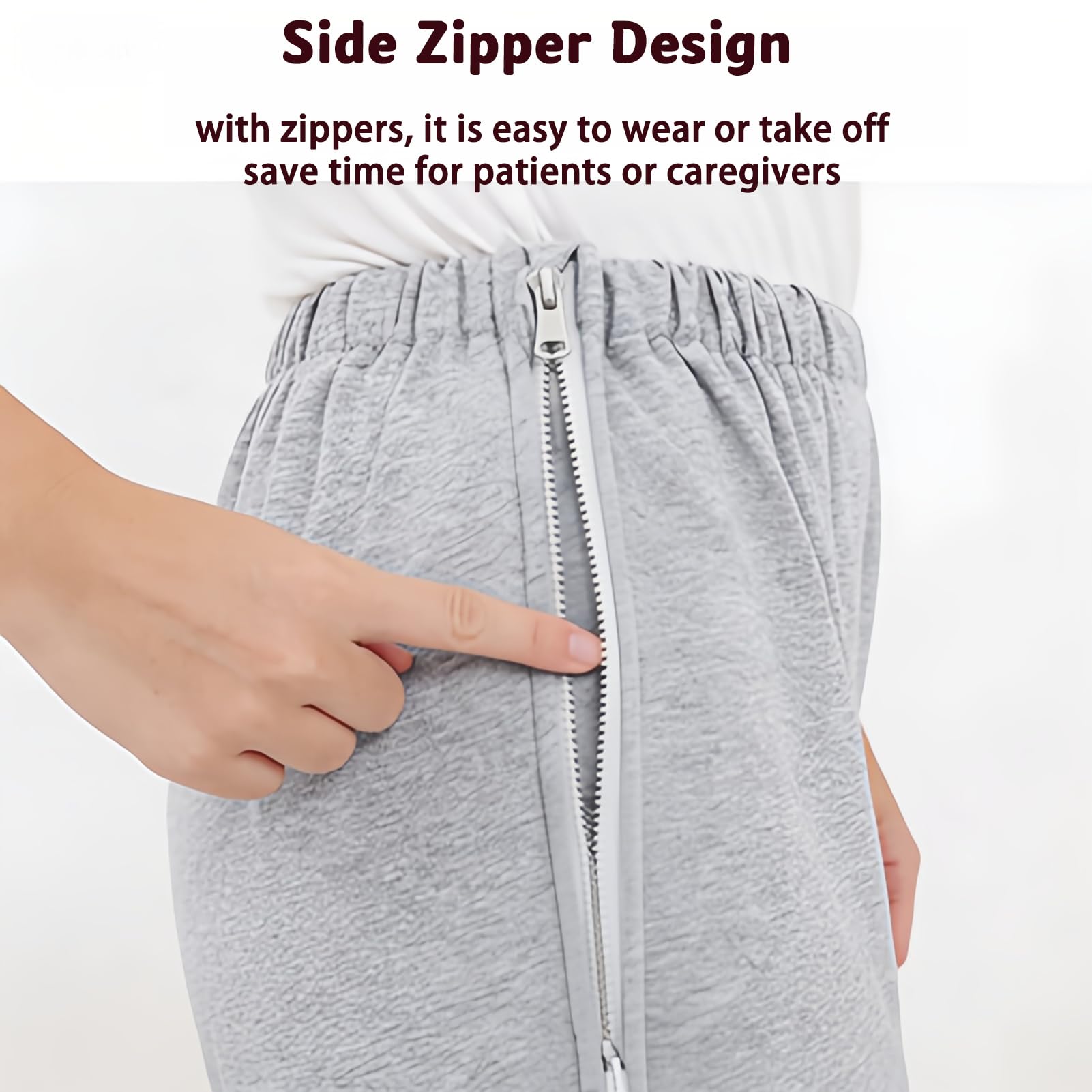 Pantaloni per incontinenza completamente aperti per pazienti costretti a letto, facile accesso per sacca per urina e sedia a rotelle