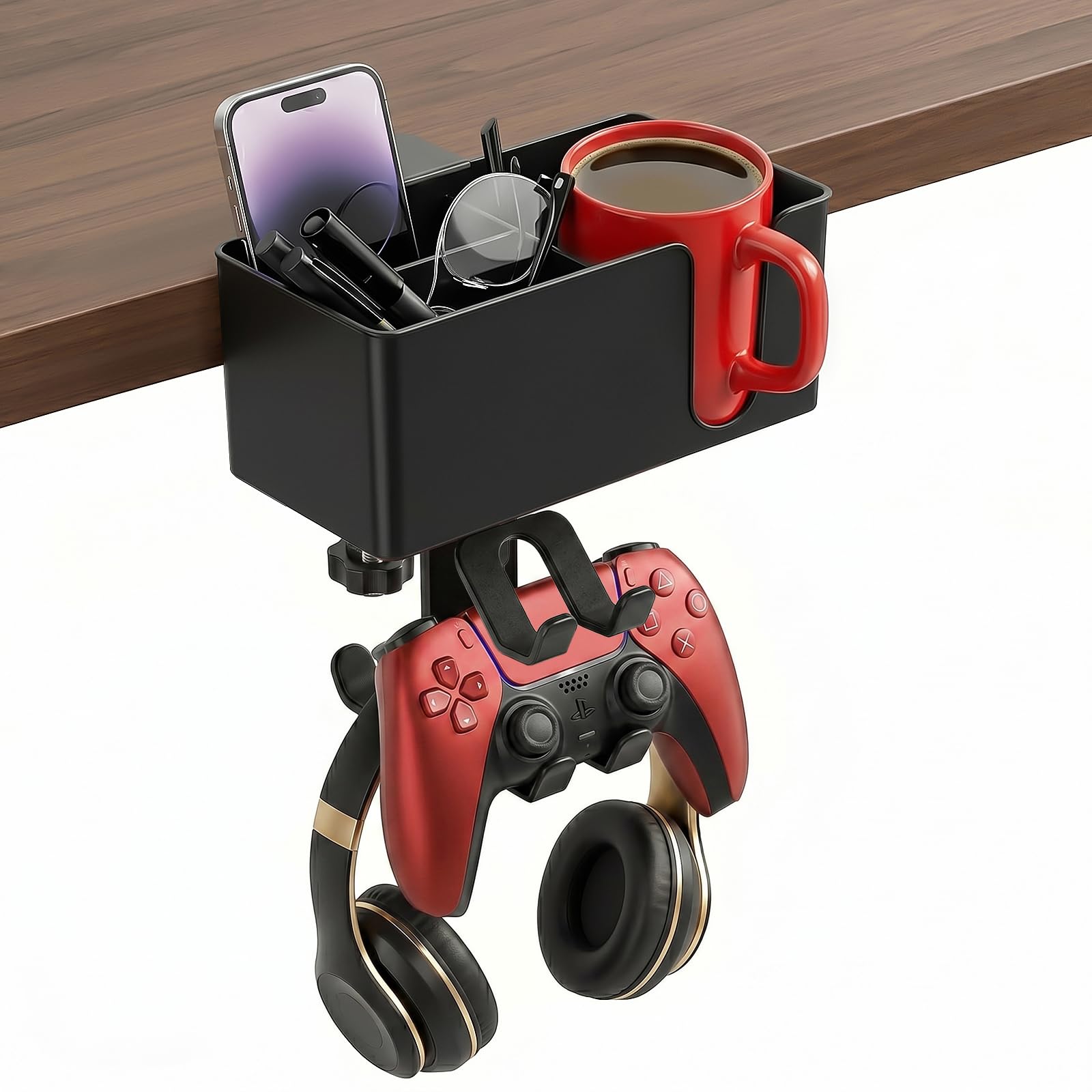 5 in 1 Desk Cup Holder Clamp, Detachable Pencil Holder