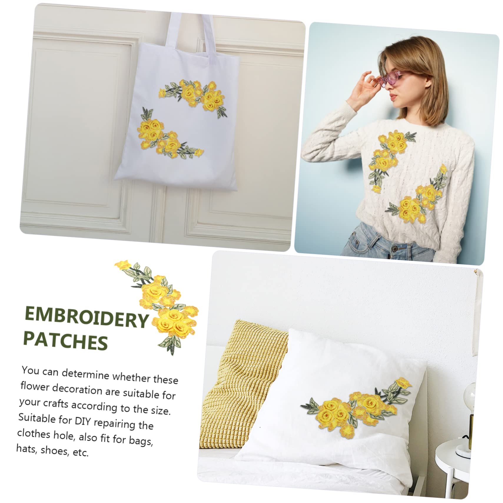 Kleiderapplikationen, Gestickte Blumen-Stoffaufnäher, 6 Stück, romantische Aufnäher