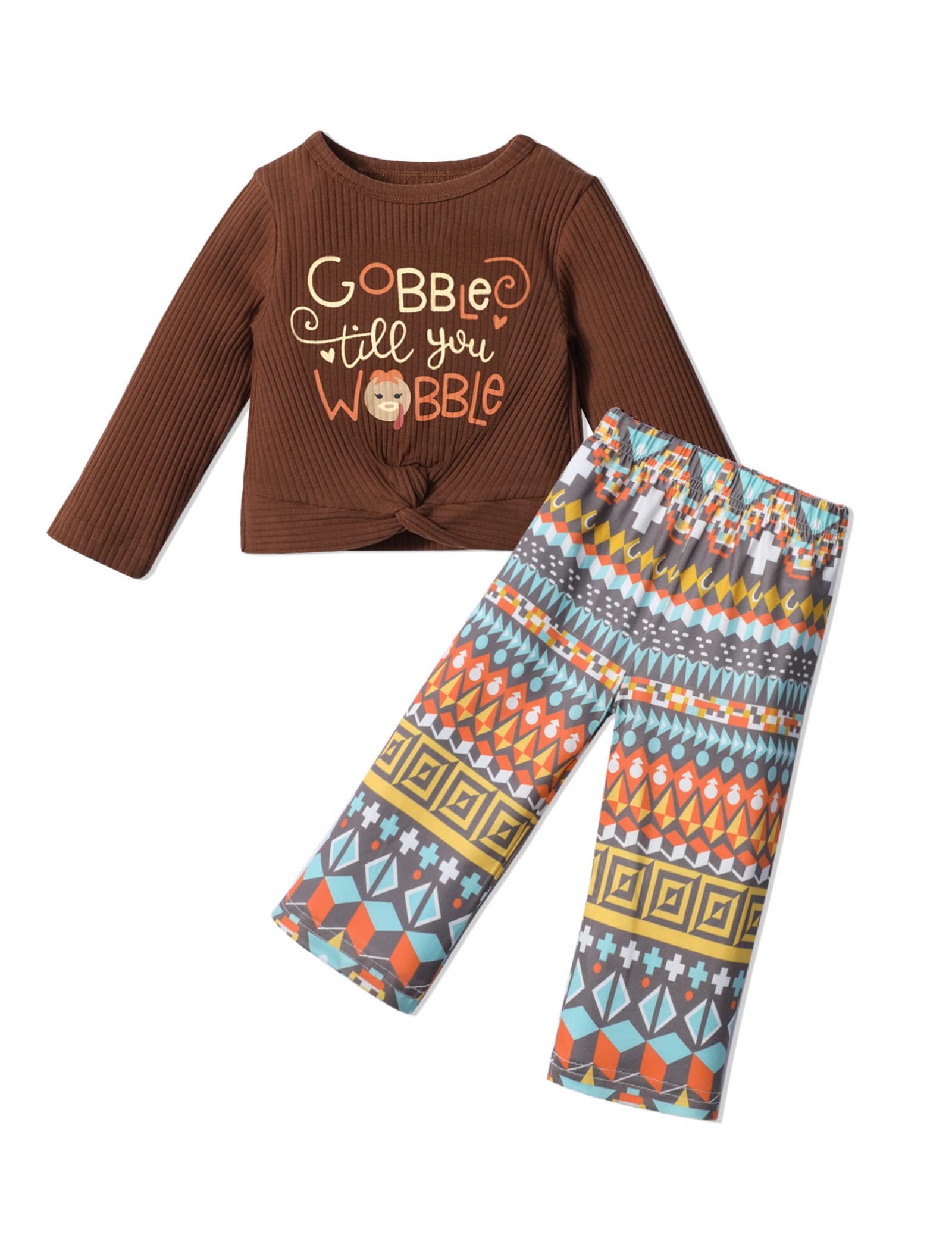Thanksgiving Outfit Toddler Girl Brown Knitwear Long Sleeve Clothes