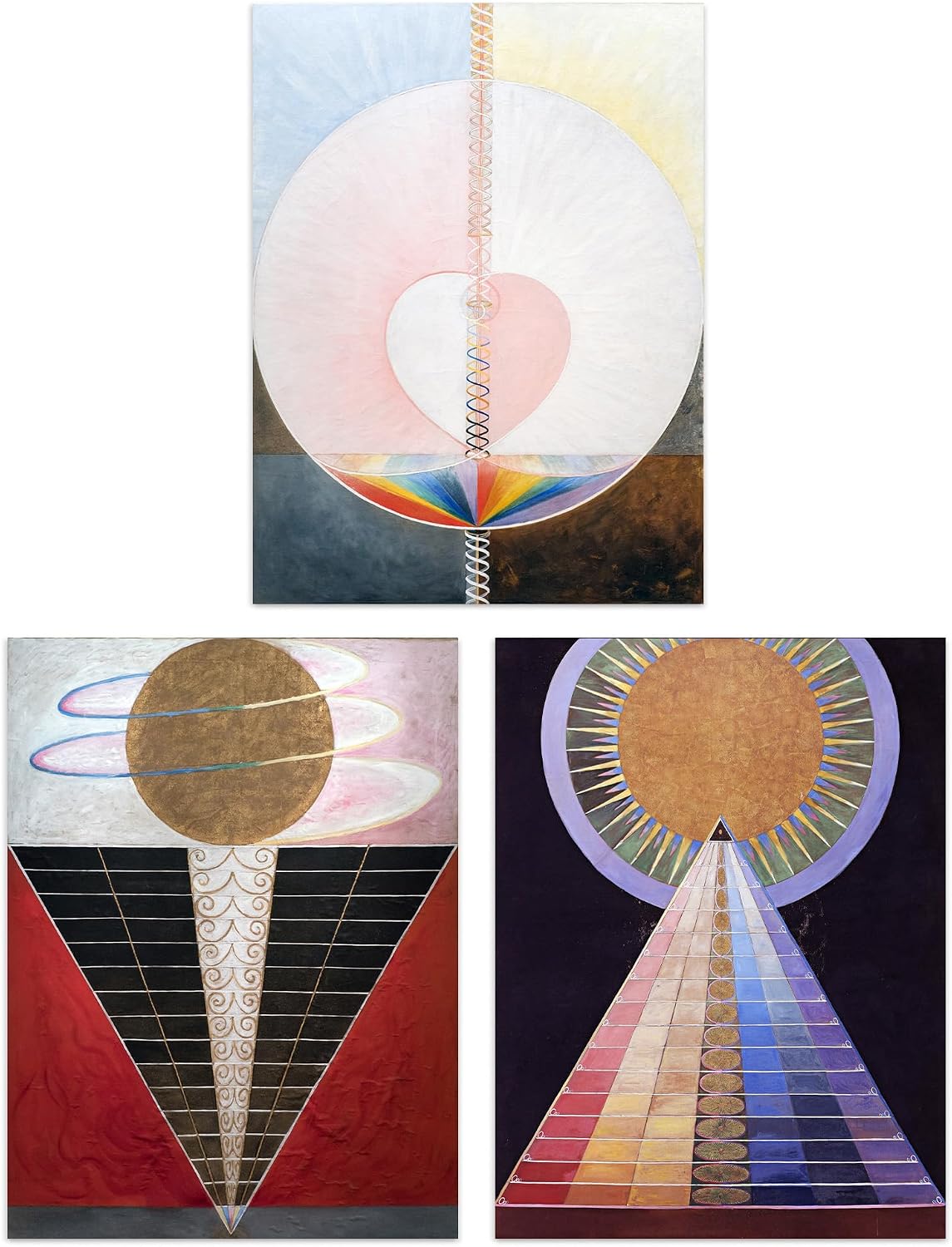 Artery8 Pack of 3 Hilma Af Klint Abstract Pioneer Altarpiece Painting Unframed Wall Art Living Room Prints Set