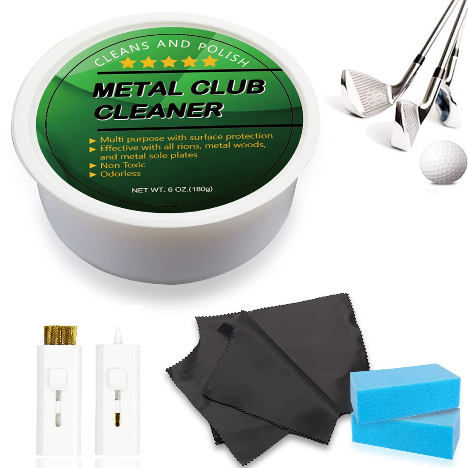 AMRTAGolf Club Cleaner Scratch Remover with Golf Brush Cleaning Tools Value 7 Pack, Golf Club Bag Accessories Golf Club and Grip Cleaner Keeps Golf Clubs Irons Drivers Shoes Clean
