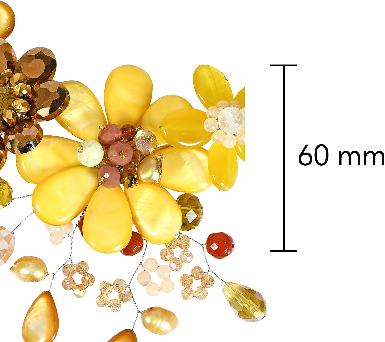AeraVida Vibrant Sunshine Yellow Agate, Sandstone, and Seashell Floral Bib Necklace | Handmade Flower Collar Necklace | Boho Jewelry | Gift for HER
