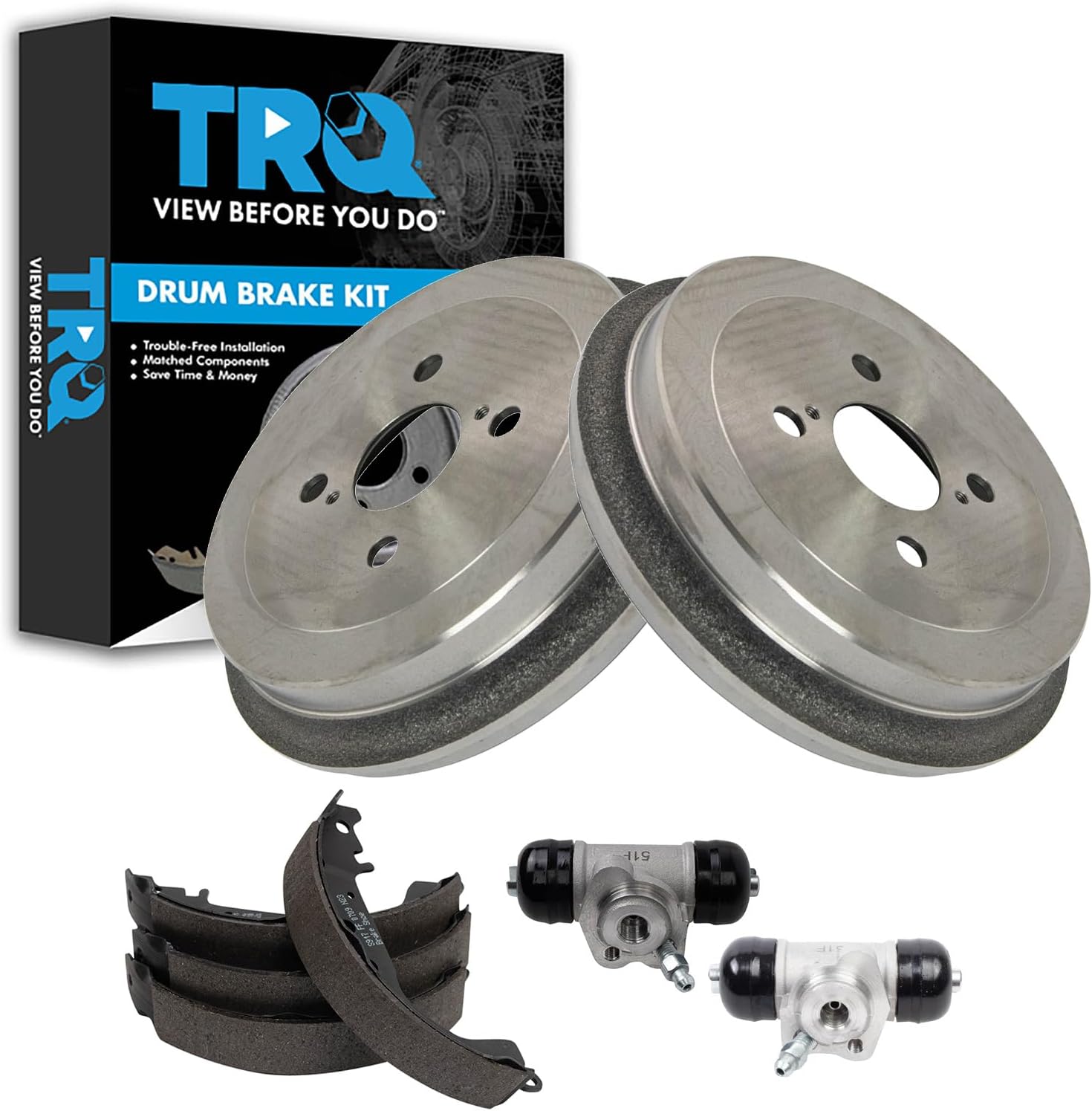 TRQ Brake Shoe & Drum Kit Compatible with 2007-2017 Toyota Yaris