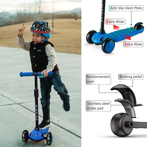 Miniatura 5 de PRINIC Patinete Patinete para niños con 3 ruedas Scooters para niños pequeños niñas con altura ajustable, ruedas intermitentes iluminadas, cubierta