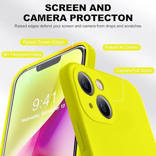 Miniatura 916 de BossKiss Funda compatible con iPhone 14 Pro, silicona mejorada [protección de cámara] [2 protectores de pantalla 9H], forro interior de microfibra