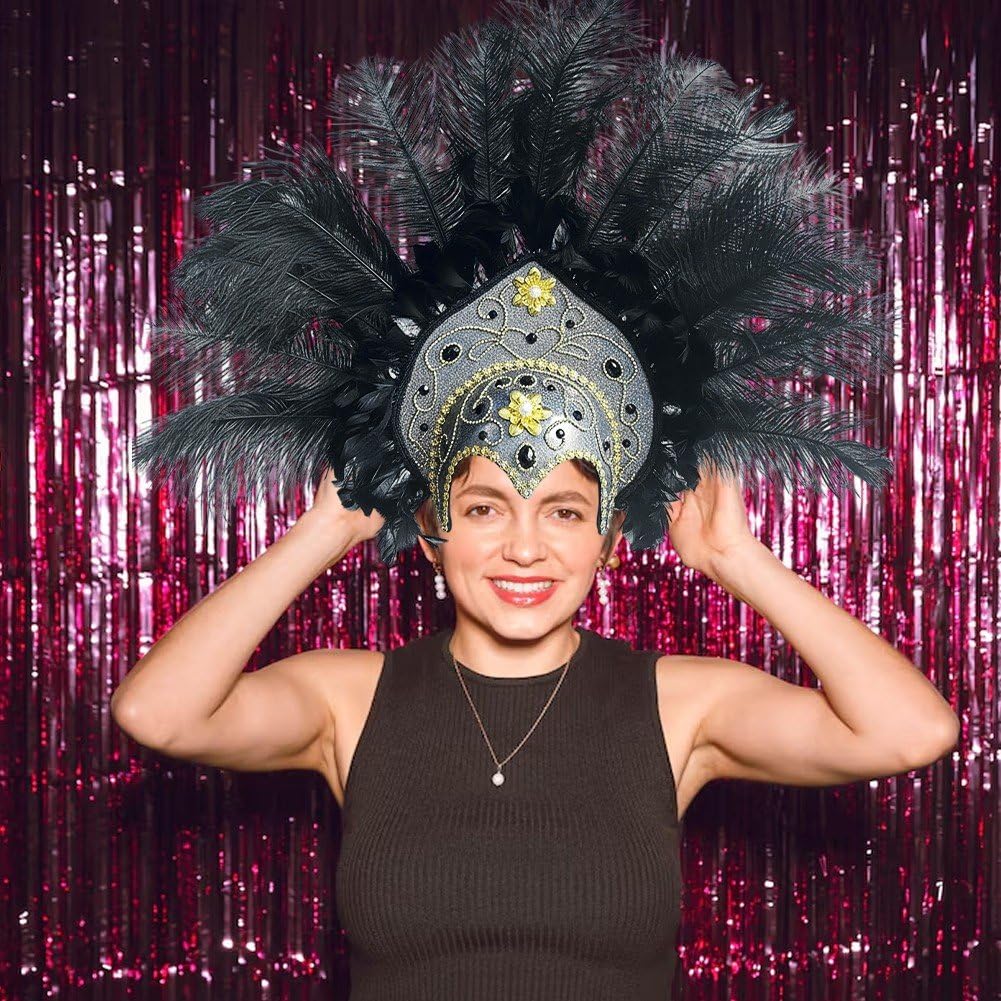Tocado De Plumas De Corista, Diadema De Carnaval, Accesorios para Disfraces De Vegas, Fiesta De Mardi Gras De Río