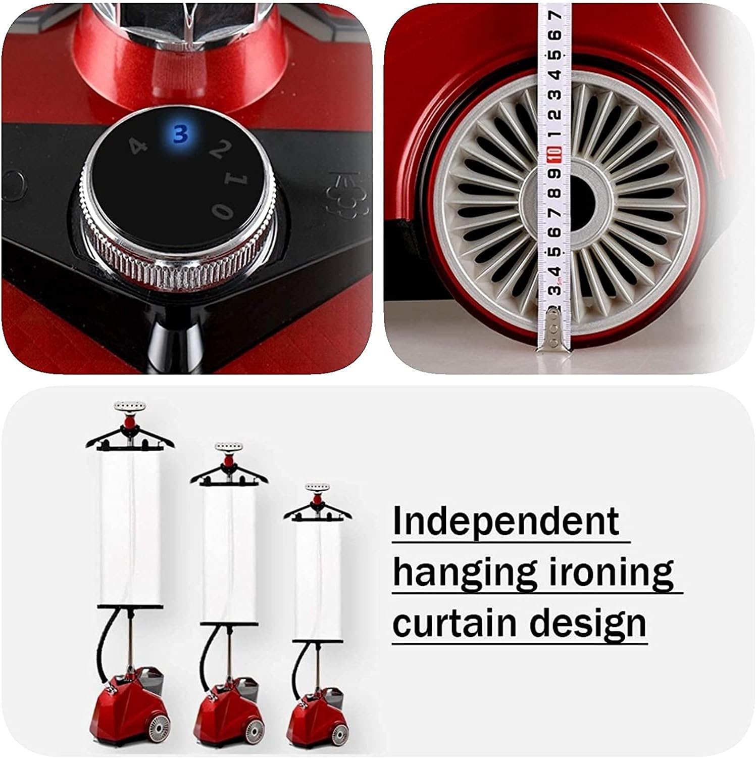 Garment Steamer Professional 2200-Watts Full Size Garment and Fabric Steamer with Screen Red