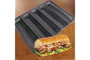 Silicone Nonstick 5 Hole Hoagie Roll Pan For Baking French Baguette Bread