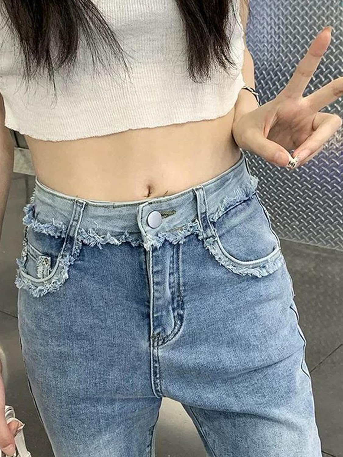 [MeipingQu] フレアパンツ デニム レディース 大きいサイズ ボトムス ブーツカット 脚長 春 夏 秋 ハイウエスト 美脚