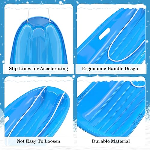 Miniatura 91 de AGPTEK Trineo de nieve duradero de 35/47 pulgadas para niños, niñas y adultos, con asas integradas y cuerda de tracción