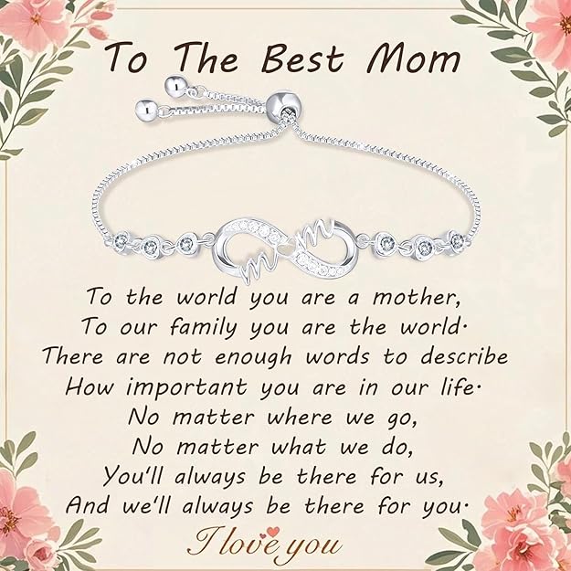 Gifts for Mom Silver Bracelets for Mothers day Birthday Thanksgiving Christmas Gifts from Son Daughters