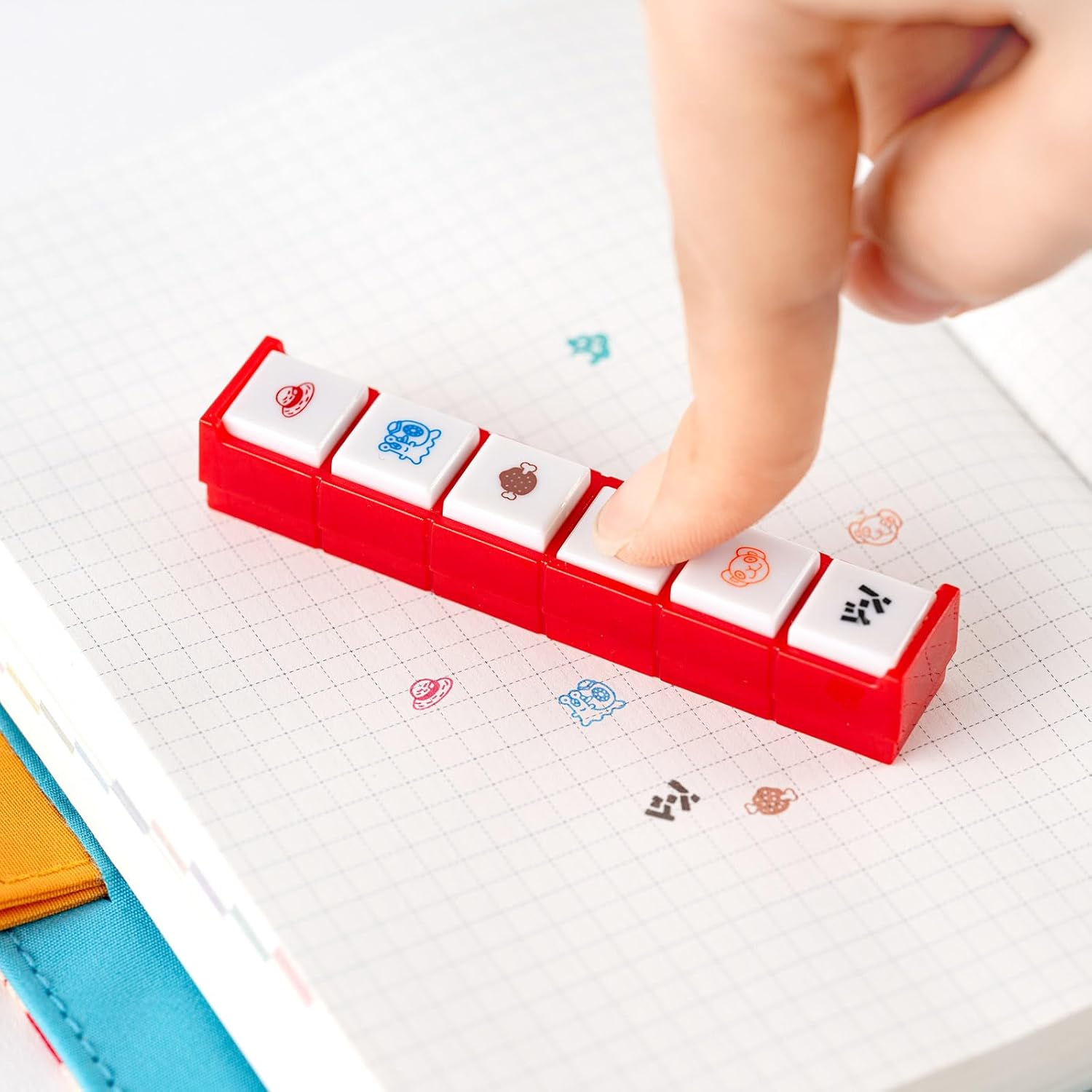 Hobonichi: Pochitto6 (One Piece) - Multicolor Rubber Stamps for Planners - Rectangular - 77mm x 15mm