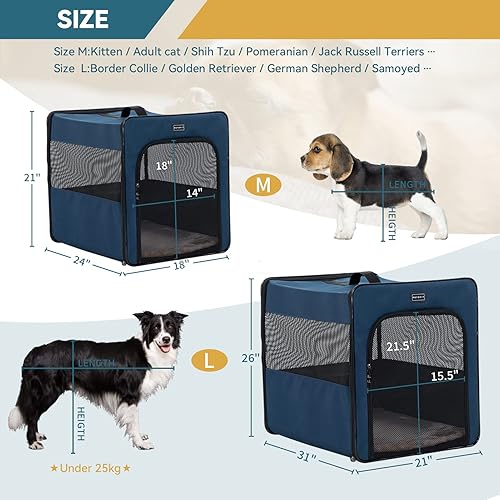 Miniatura 2 de PETSFIT Jaula portátil para perros, jaula de viaje para perros, 31 pulgadas con alfombrilla gruesa, fácil de plegar, resistente y portátil, perfecta
