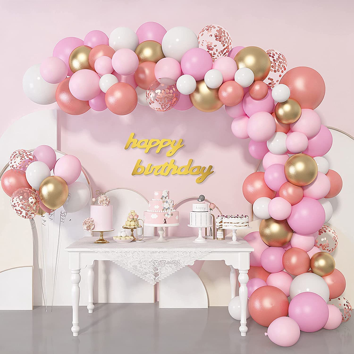 Buy 140Pcs Rose Gold Pink Balloons Garland Arch Kit, Light Pink Rose