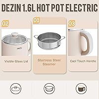 Vista 7 de Dezin Olla caliente eléctrica de 2L y cocina rápida de fideos de 1.6L