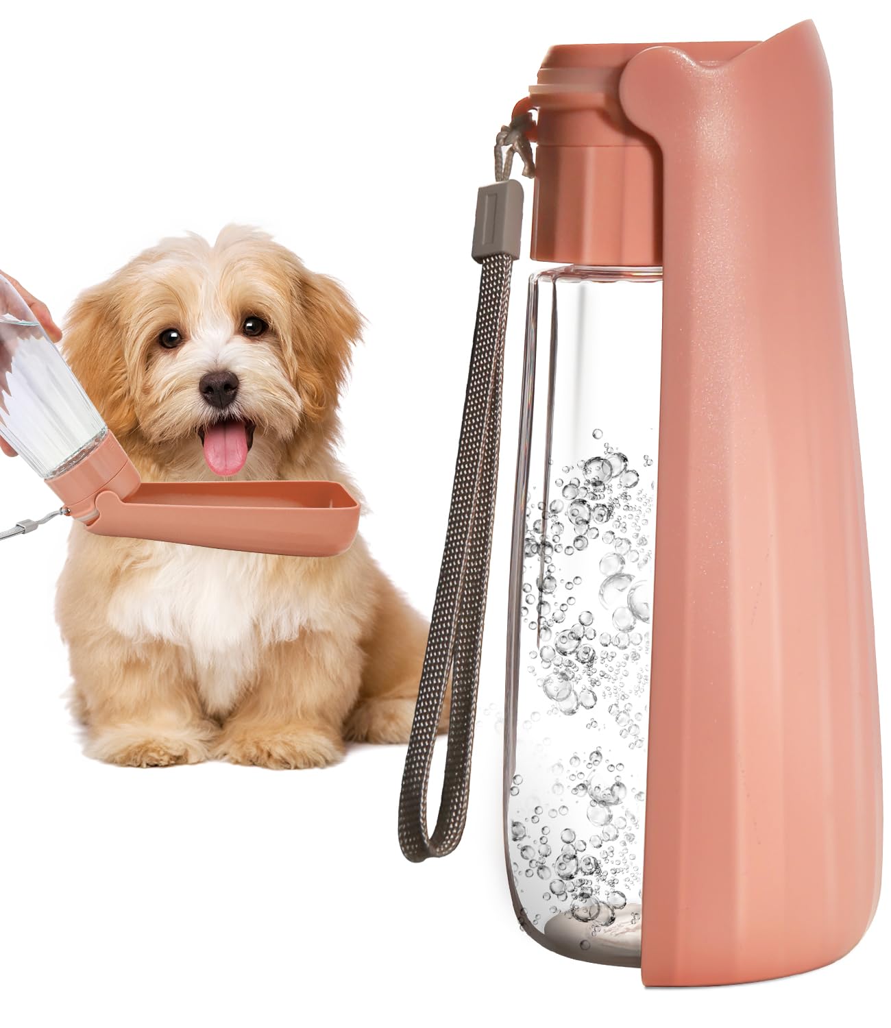 550ML Botella de Agua para Perros, 150° Plegable Bebedero Perro Portatil