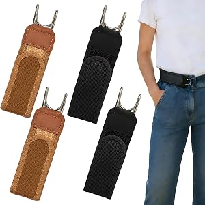 4PCS Buckleless Belt for Men,Tactical Metal Hook Elastic Belt,Invisible Adjustable Side Belt,Unisex Waist for Outdoor & Work Comfortable