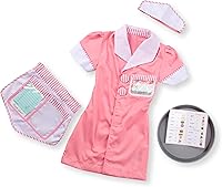 Melissa & Doug Waitress Role Play Costume Set - 7 Pc Kids Dress Up with Apron, Order Pad, Tray for Imaginative Play Ages 3-6
