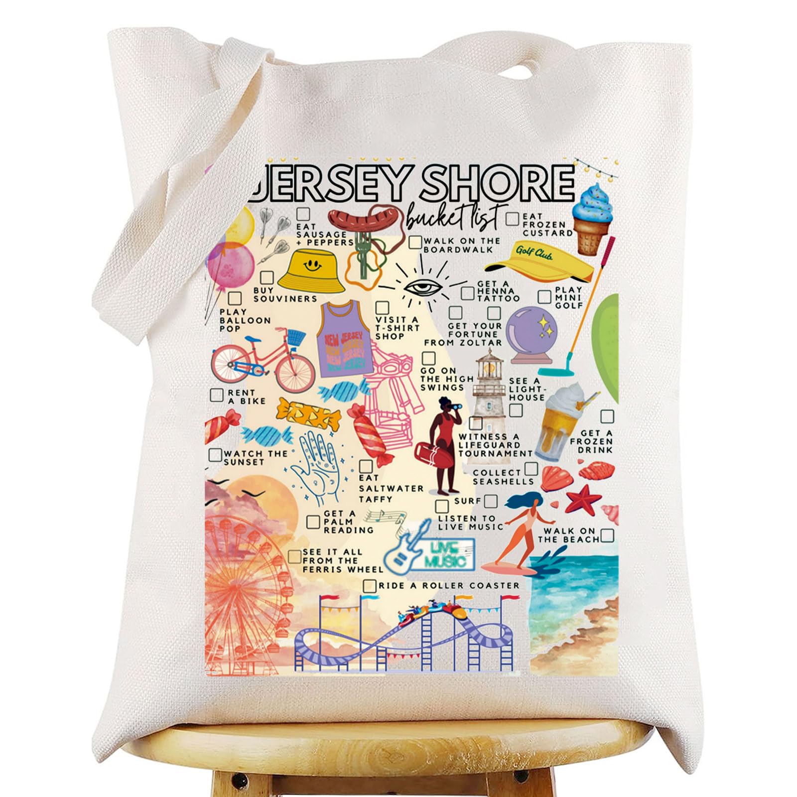 WZMPA Jersey Shore Travel Tote - Vacation Gift & Trip Souvenir Merchandise