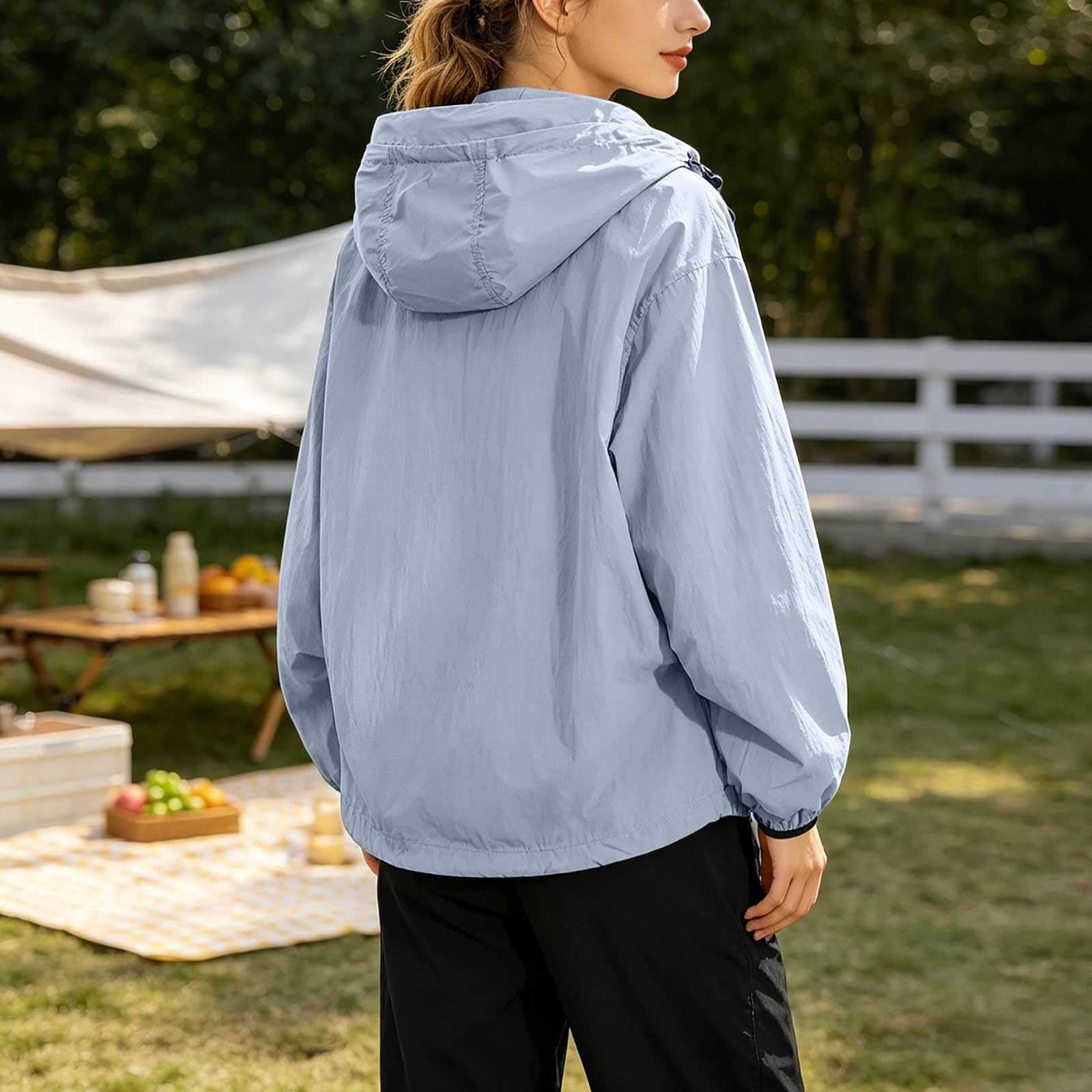 Sudadera con capucha de verano, chaqueta ligera para exteriores, transpirable, que bloquea el sol, abrigo de viaje, mujer, playa
