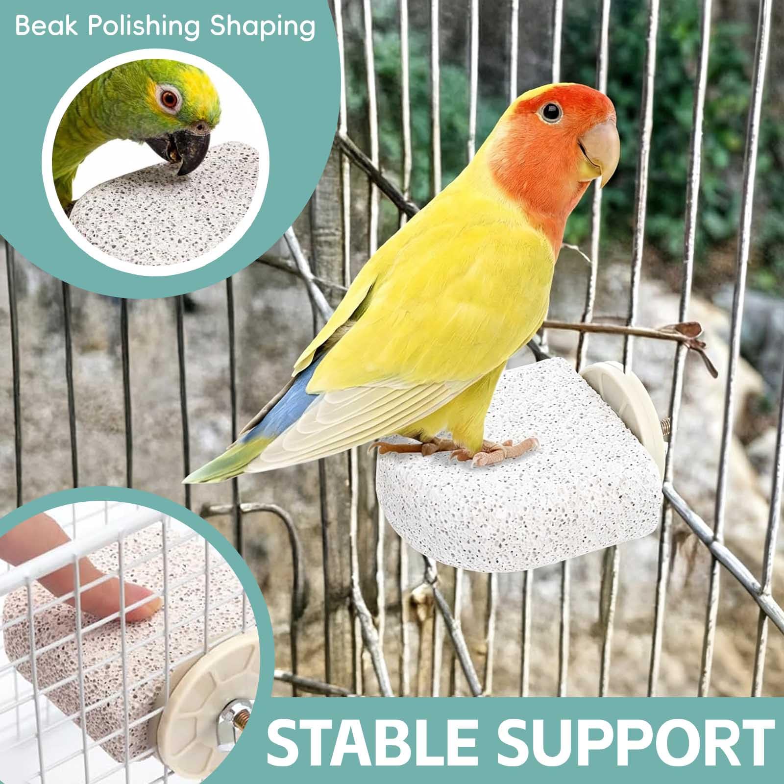 2 Pezzi Trespolo Pietra Naturale Per Uccelli, Giocattolo Da Rosicchiare E Lima Unghie Per Cocorite, Calopsitte, Conuri, Gabbie Piccole