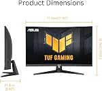 Moniteur de jeu incurvé ASUS TUF Gaming 31,5 po 1440P (VG32WQ3B) – QHD (2560 x 1440), 180Hz, 0,5ms, 1500R, Flou de mouvement extrême, FreeSync, 90% DCI-P3, Shadow Boost, DisplayWidget, Garantie de 3 ans