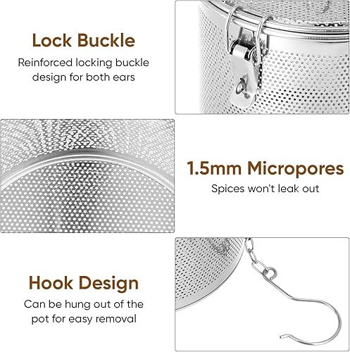 Miniatura 6 de Hemoton Colador de condimentos de acero inoxidable, filtro de bolas de té, condimentos de sopa, cesta de separación, infusor de té de hojas sueltas