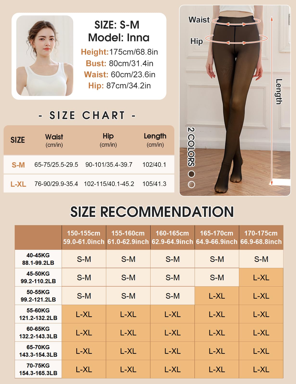 Vijamiy Collant Termici Donna Felpati Invernali Vita Alta Calzamaglia Effetto Trasparente Fleece Lined Tights Confortevole e Caldo Color Carne Leggings