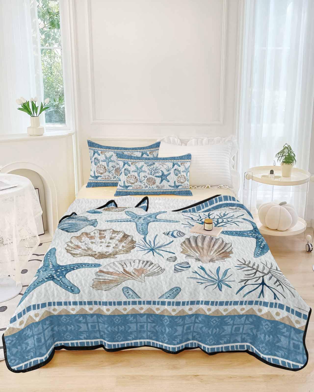 Nautica - Juego De Colcha, Ropa De Cama De Algodón Sólido Lavado Súper Suave Con Fundas A Juego, Estilo Casual Para El Hogar (costura Costera Beige, King