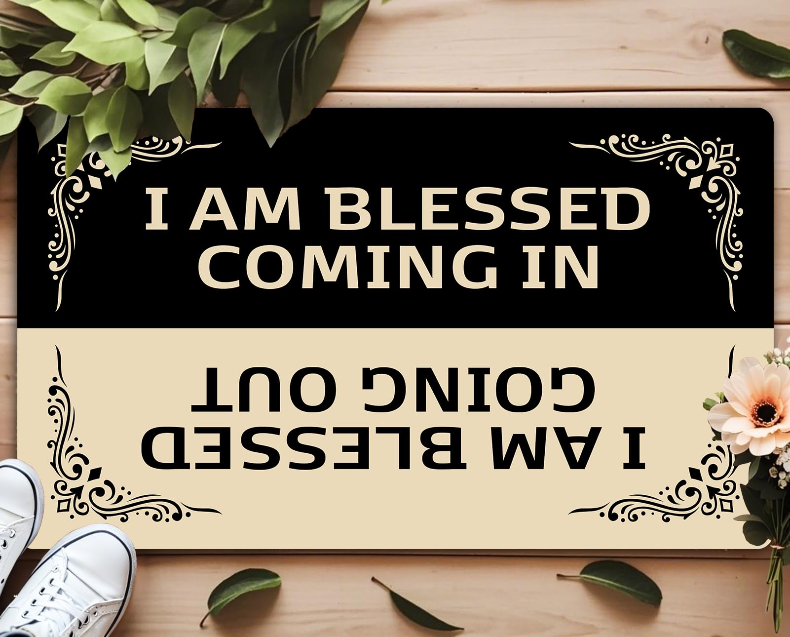 YSYTMAT Welcome Funny Door Mat I Am Blessed Coming in Personalized Doormat with Anti-Slip Rubber Back (30 X 17 inch) Prank Gift Home Decor Area Rugs