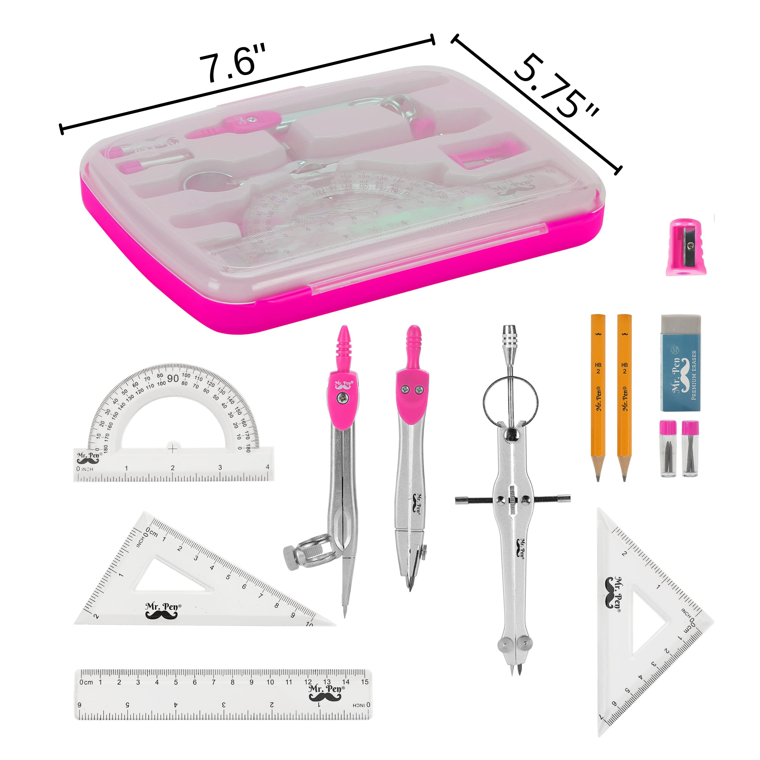 Mr. Pen Geometry Set, 13 pcs, Compass for Geometry, Protractor Set