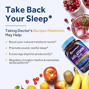 Doctors Recipes Melatonin 10 mg Fast Dissolve 120 Tablets, Natural Sleep Support, Promote Relaxation & Calmness, Non-GMO, Natural Strawberry Flavor, No Water Needed