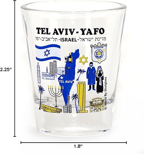 Miniatura 2 de Tel Aviv-Yafo Israel Monumentos e Iconos Collage Shot Glass